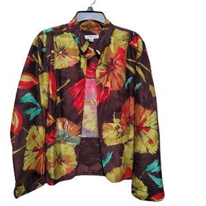 Coldwater Creek Brown Printed Silk Jacket XL